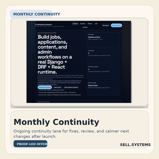 Monthly Continuity and Managed Support proof card